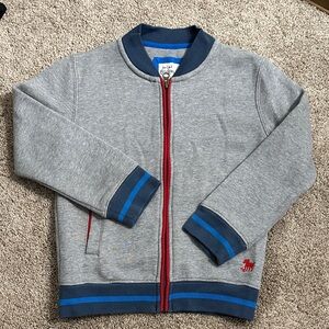 Mini Boden Gray Sweatshirt Jacket with Blue and Red Accents